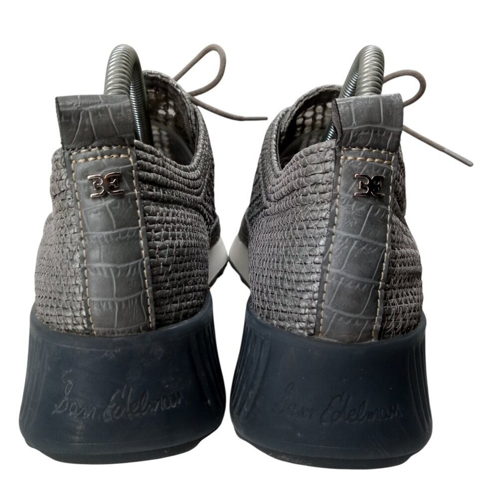Sam Edelman Delma Gray Silver Mesh Sneakers Tennis Shoes Size 8 Low Top Raffia - Picture 6 of 15